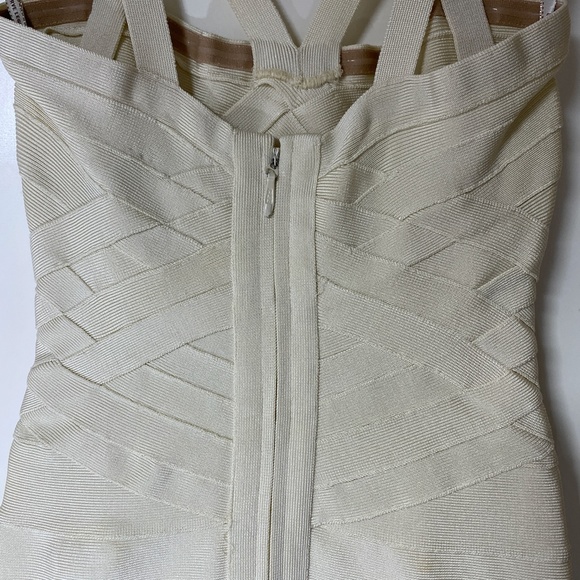 Herve Leger Ivory Bandage Dress EUC Size XXS - Picture 2 of 16